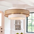 thumbnail image 6 of Aiwen 23.6 IN Hanging Light Fixture White Adjustable Pendant Lights with Cloth Shade for Living Room, Farmhouse, 6 of 7