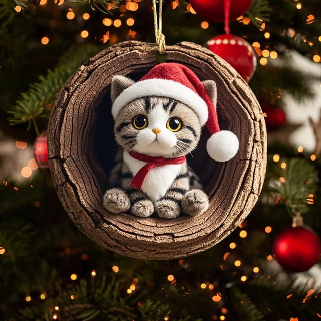 Adornos navideños de animales del bosque, acrílicos, ovalados | Adornos duraderos para árbol de Navidad con cuerda | Regalos navideños perfectos, recuerdos, decoración de inauguración de la casa, 9