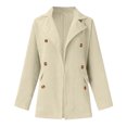 thumbnail image 4 of Vedolay Tops Women's Oversized Blazer Jackets Casual Lapel Collar Open Front Button Work Office Top,Beige XL, 4 of 5