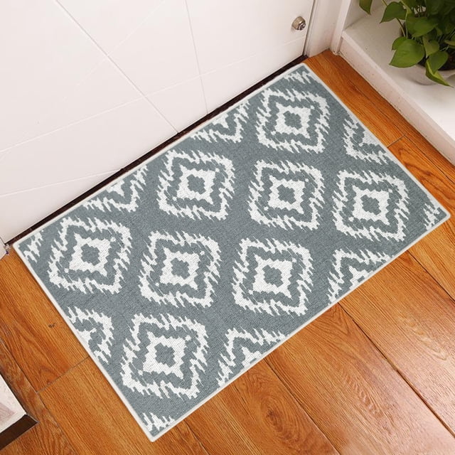 2 x 3 Foot Heavy Duty Low Pile Area Rug - Ultra-Thin Non Slip Area Rug - Washable Cotton Indoor Rug for Front Door Foyer Rug for Entryway