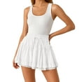 thumbnail image 5 of KDDYLITQ Skorts for Women a Line Floral Ruffled Drawstring Mini Skirt Pleated Layered Y2k Tennis Golf Short Skirt Casual 2025 Flowy Shorts White XL, 5 of 7