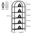 thumbnail image 2 of 5 Tier Arched Bookshelf Bookcase Display Racks 70.8inch Tall Standing Bookshelves Metal Frame Rustic Storage Rack Shelf Brown Book Shelf for Bedroom, Living Room, Home Office, 2 of 9