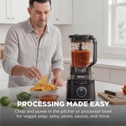 Ninja Detect Kitchen System Power Blender + Processor Pro, BlendSense Technology, Blender, Chopping & Smoothies, 1800 Peak Watts, 72 oz. Pitcher, 64 oz. Food Processor, 24 oz. To-Go Cup, TB401 Black
