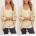 thumbnail image 2 of Women's Off Shoulder Long Sleeve Oversized Pullover Sweater Knit Jumper Loose Tops, 2 of 2