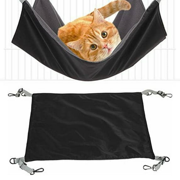 Cat Hammock, Breathable Pet Cage Hammock with Adjustable Straps and Metal Hooks, Double-Sided Hanging Pet Hammock Bed for Cats, Ferret, Puppy, Other Small Animals