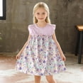 thumbnail image 2 of WRKEKC Girls Floral Dress Short Sleeve Round Neck Colorful Flower Patchwork Ruffled Sleeve Summer Dress for 6 Months-10 Years, 2 of 9