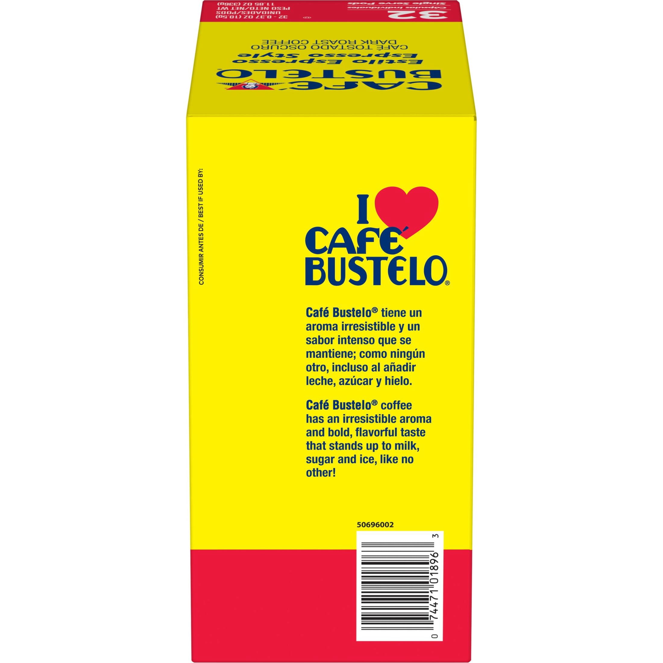 Cafe Bustelo Espresso Style, Dark Roast Coffee, Single Serve Pods, 32 Count