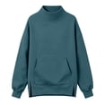 thumbnail image 6 of Dwellite Mock Neck Sweatshirt for Women Fall Turtleneck Long Sleeve Tops Oversized Pullover for Daily Wear,Sports,Going Out Navy M, 6 of 7