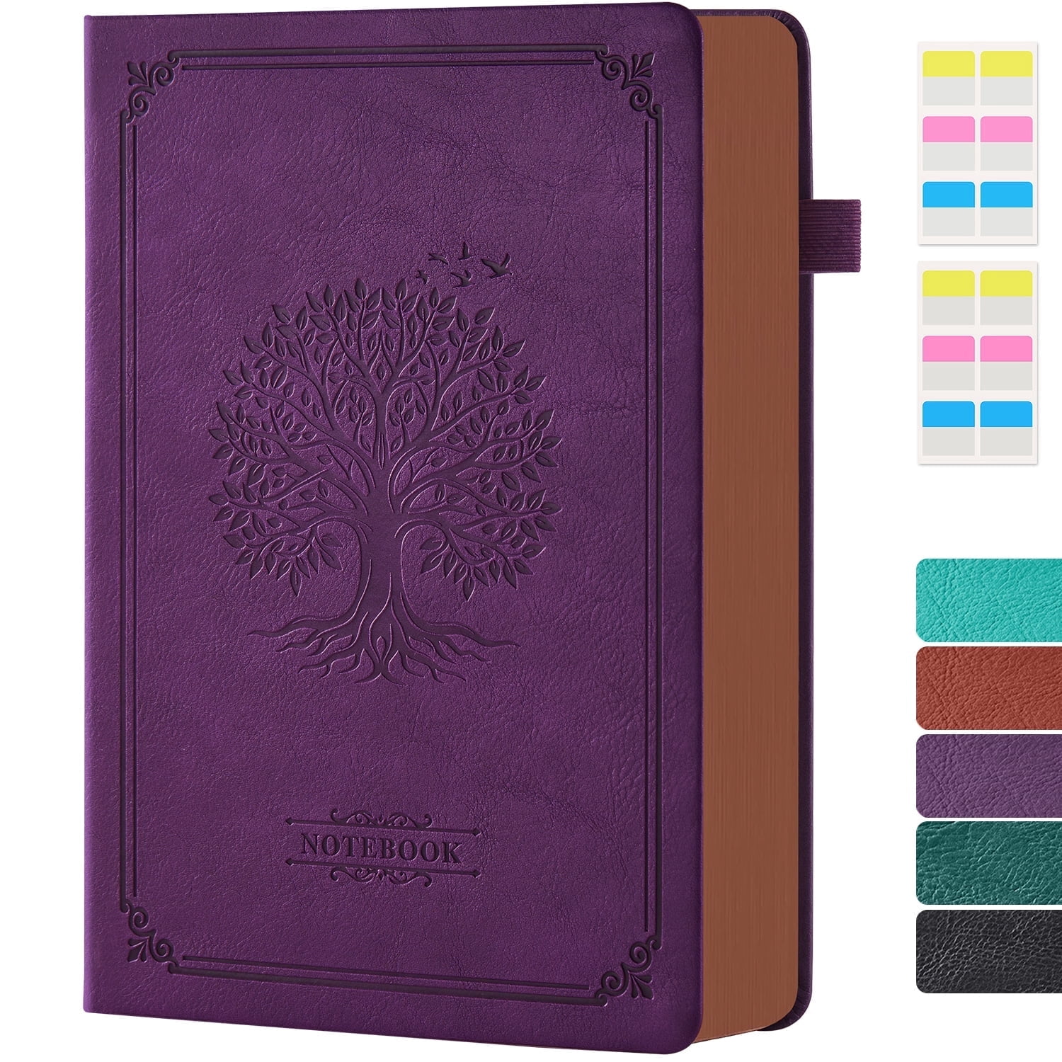 ROBCURSE Vintage Leather Notebook Journal, 320 Pages Lined Notebook With Tree Of Life Print, 100GSM Thick Paper, No Bleed, Inner Pocket, A5 Hardcover Notebook for Office Home, 5.6" X 8.3"