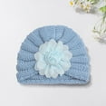thumbnail image 3 of AJGRHE Winter Knit Baby Hat With Solid Floral Design For Toddlers Soft Warm Cap Cold Weather Cute To Three Years Old Blue 0-36 Months, 3 of 4