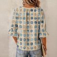 thumbnail image 7 of 3/4 Length Sleeve Womens Tops Fall Loose Work Puffy Sleeves Blouses Summer Elegant Casual Loose Work Plus Size Flowy Ruffle Fashion Office Dress Shirt, 7 of 7