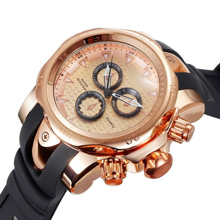 Shhors - SHHORS Mens Watches Alloy Man Watch Decoration 3 Dial Quartz Wristwatchï¼Silicone Strap