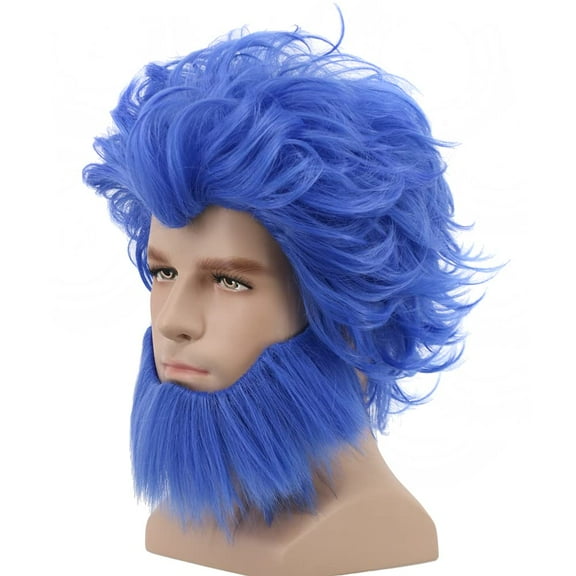 My Costume Wigs Wild Beast Blue Wig and Beard Anime Cosplay Halloween Dress UP
