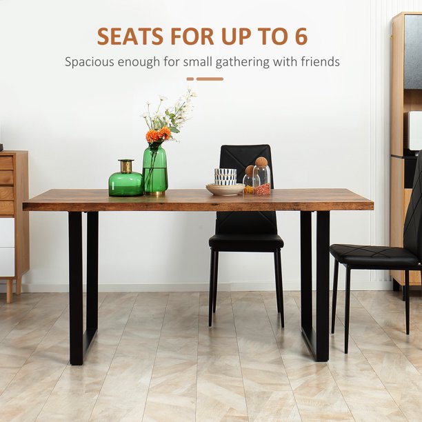 Fnova Table à Manger Rectangulaire 70.87 Pouces pour 4-6 Personnes, Table de Cuisine en Bois Style Ferme avec Pieds Robustes, Facile à Assembler