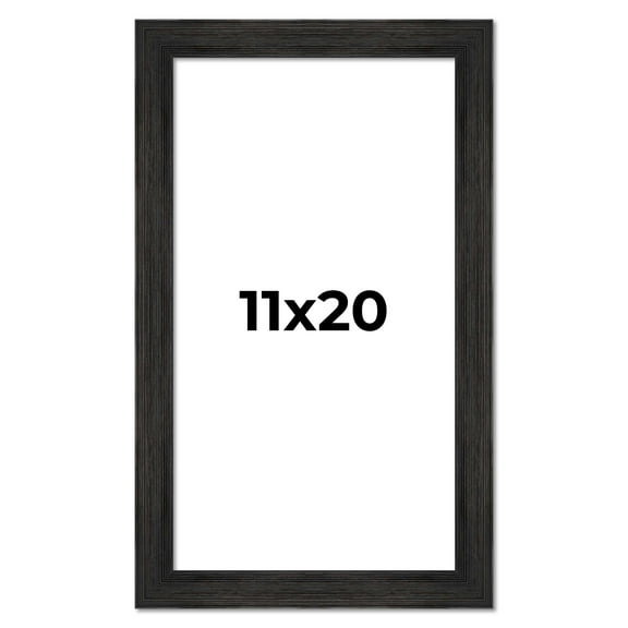 11x20 Distressed/Aged Black Complete Wood Picture Frame with UV Acrylic, Foam Board Backing, & Hardware