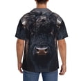 thumbnail image 3 of Fuzoiu Majestic Black Yak Print Men's Casual Short,Men's Short Sleeve Shirt,Mens Casual Button Down Shirts,Cuban Collar Summer Shirt for Beach, Vacation, and Outdoor Activities-X-Large, 3 of 5