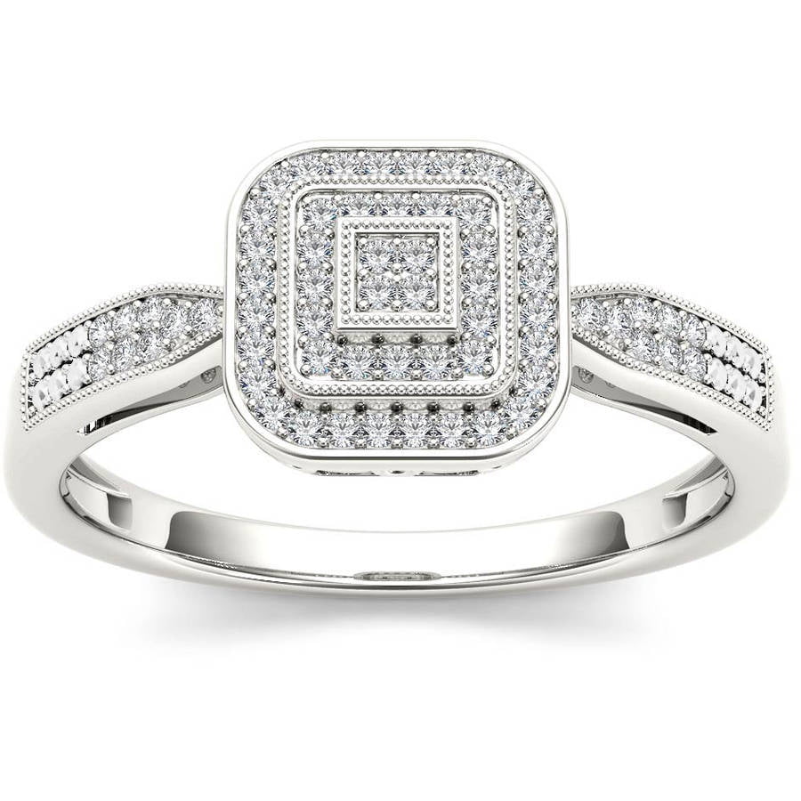 diamond cluster square ring