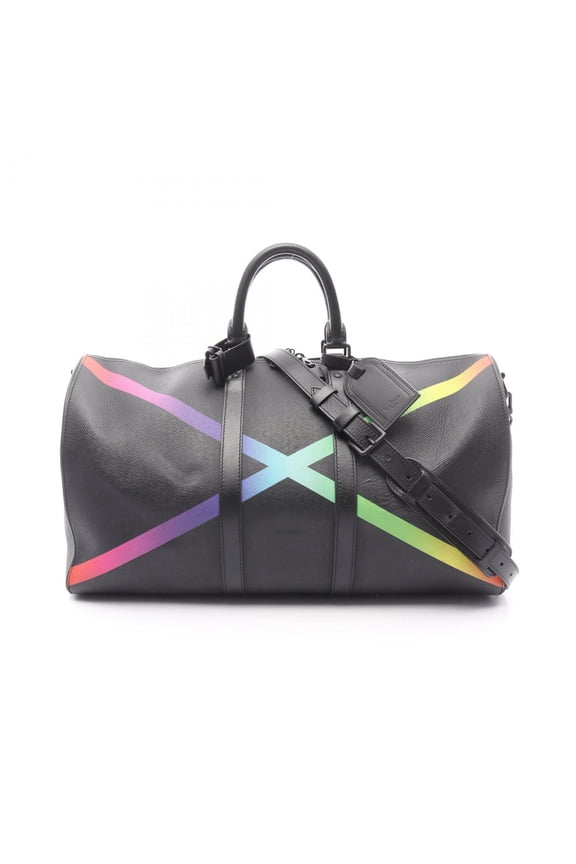 Pre-Owned Louis Vuitton Keepall Bandouliere 50 Boston Bag, Leather, Men's, Black,... (Fair)