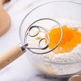 thumbnail image 2 of Batidor de masa danés Mezclador holandés Batidor de pan Gancho Batidora de mano de madera Herramientas para hornear pan para pastel Pan Pizza Pastelería Galletas Herramienta de acero inoxidable JM, 2 of 4