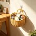 thumbnail image 4 of Imitation Rattan Basket, Wall Mounted Holder, Storage Organizer Bin, Tight Woven Structure and Flexible Flat Placement for Bathroom Shelves, Living Room Walls and Kitchen Counters., 4 of 6