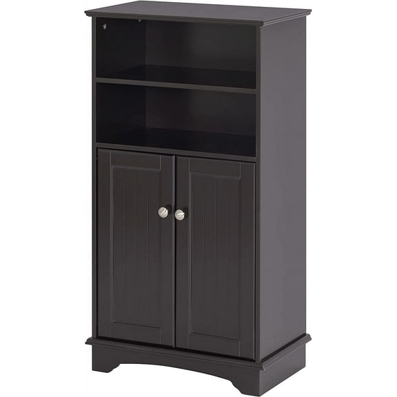 Spirich Bathroom Storage Cabinet with Double Doors & Adjustable Shelves, Free Standing Organizer (Espresso)