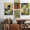 thumbnail image 5 of Póster de arte japonés vintage con vista nocturna del monte Kanagawa, la gran ola, la rana, el pájaro y la cascada, impresiones para decoración de la habitación del hogar, pintura de pared, 5 of 5