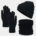thumbnail image 2 of Prolriy Hat and Scarf Set for Women Scarf Gloves Hat Set for Teen Girls Women&Men Autumn Winter Warm Wool Hat Scarf Gloves Three Hats for Men Black1, 2 of 5