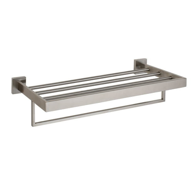 TriBeCa Wall Mounted Towel Rack Shelf, Brushed Nickel