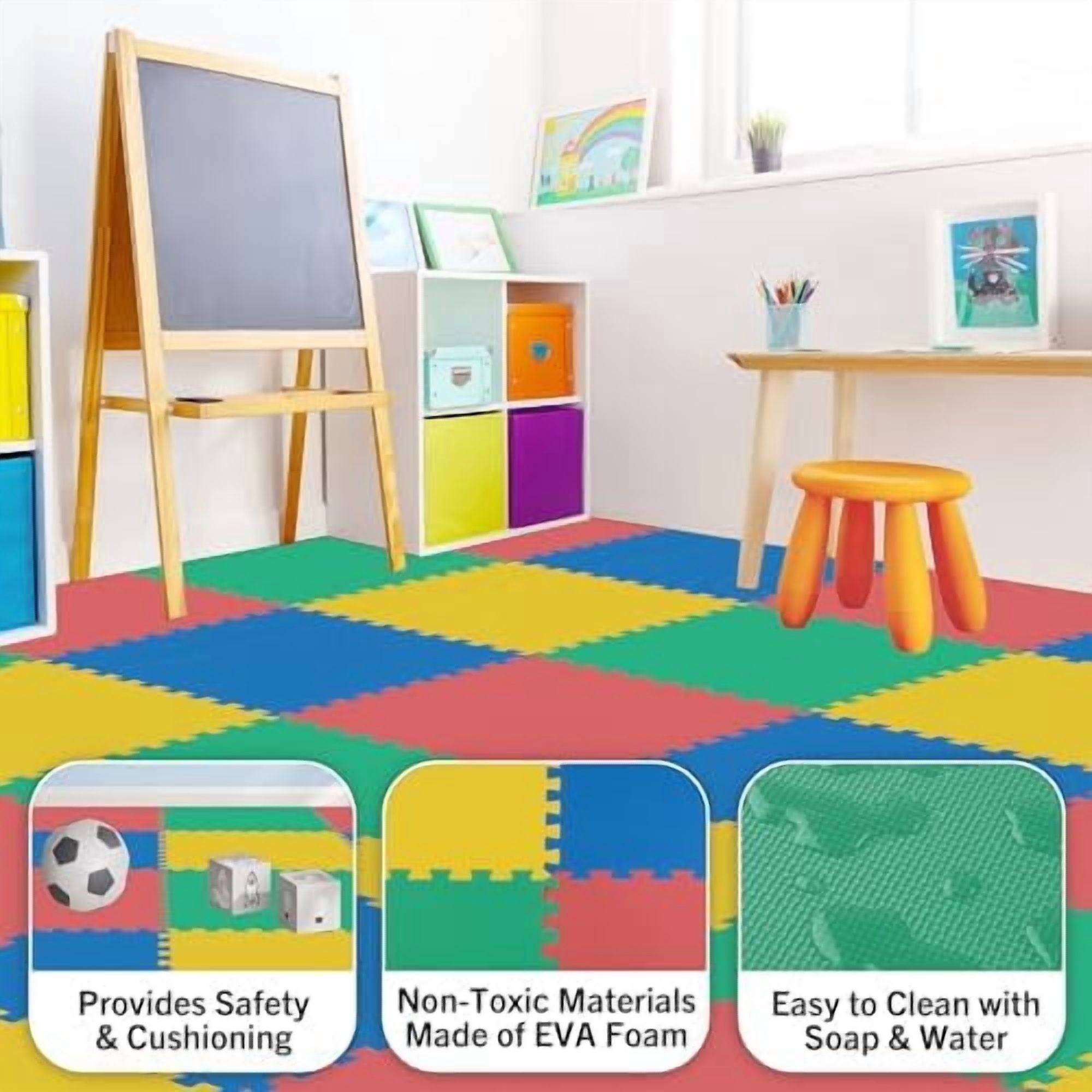 EVA Foam Mat Tiles 8-Pack - 32 SQ FT Interlocking Padding for Playroom or Gym Flooring - Workout Mat or Baby Playmat by  (Multicolor)