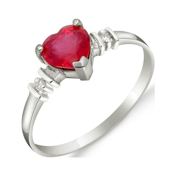 Galaxy Gold 1.03 ct 14k Solid Gold Ring Ruby Diamond 4345 (White-Gold, 7.5)