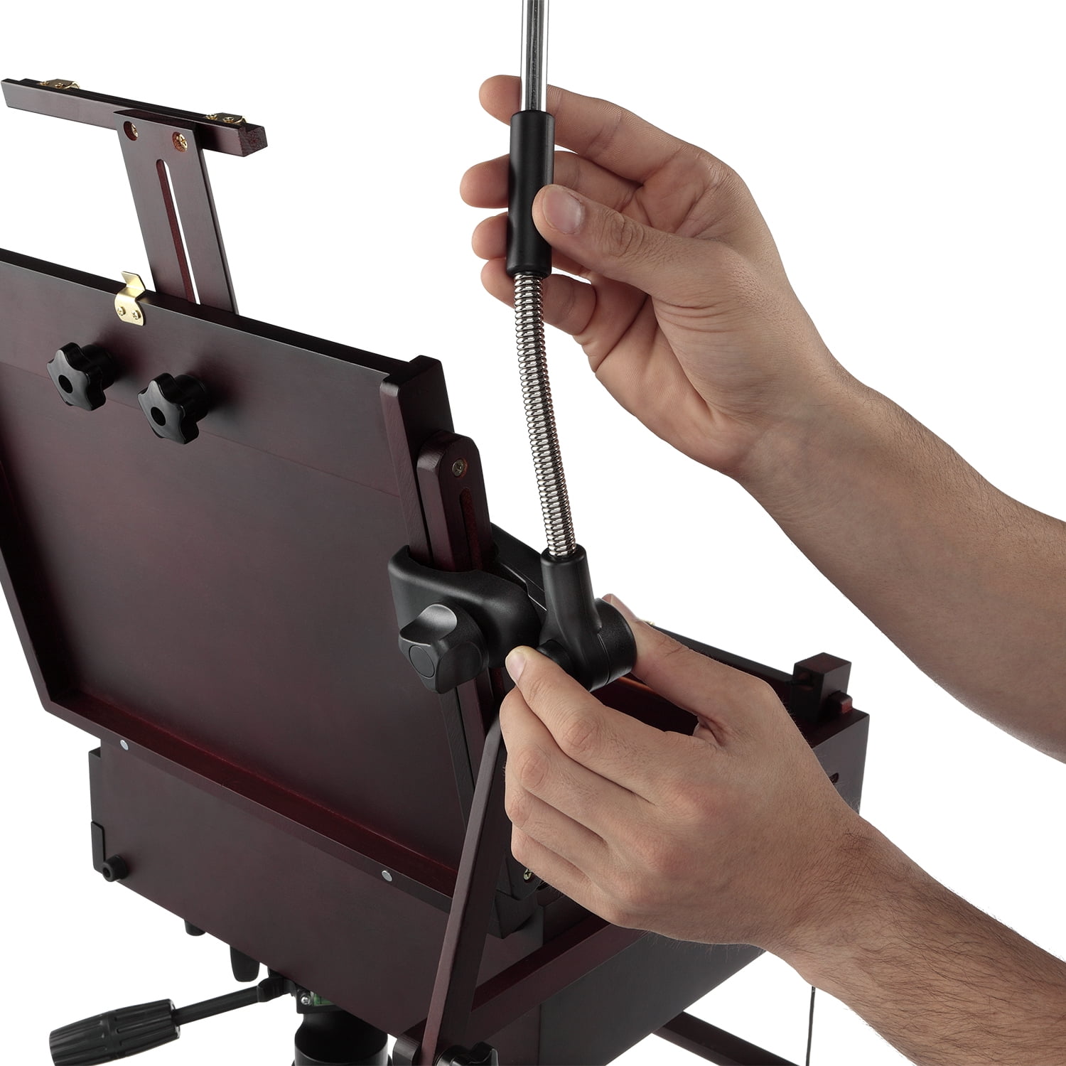 Creative Mark Artist UV Protection Sunscreen Easel Umbrella, Mountable, Waterproof & Flexible Gooseneck with Clamp Mount - White 54 Inch Open Diameter