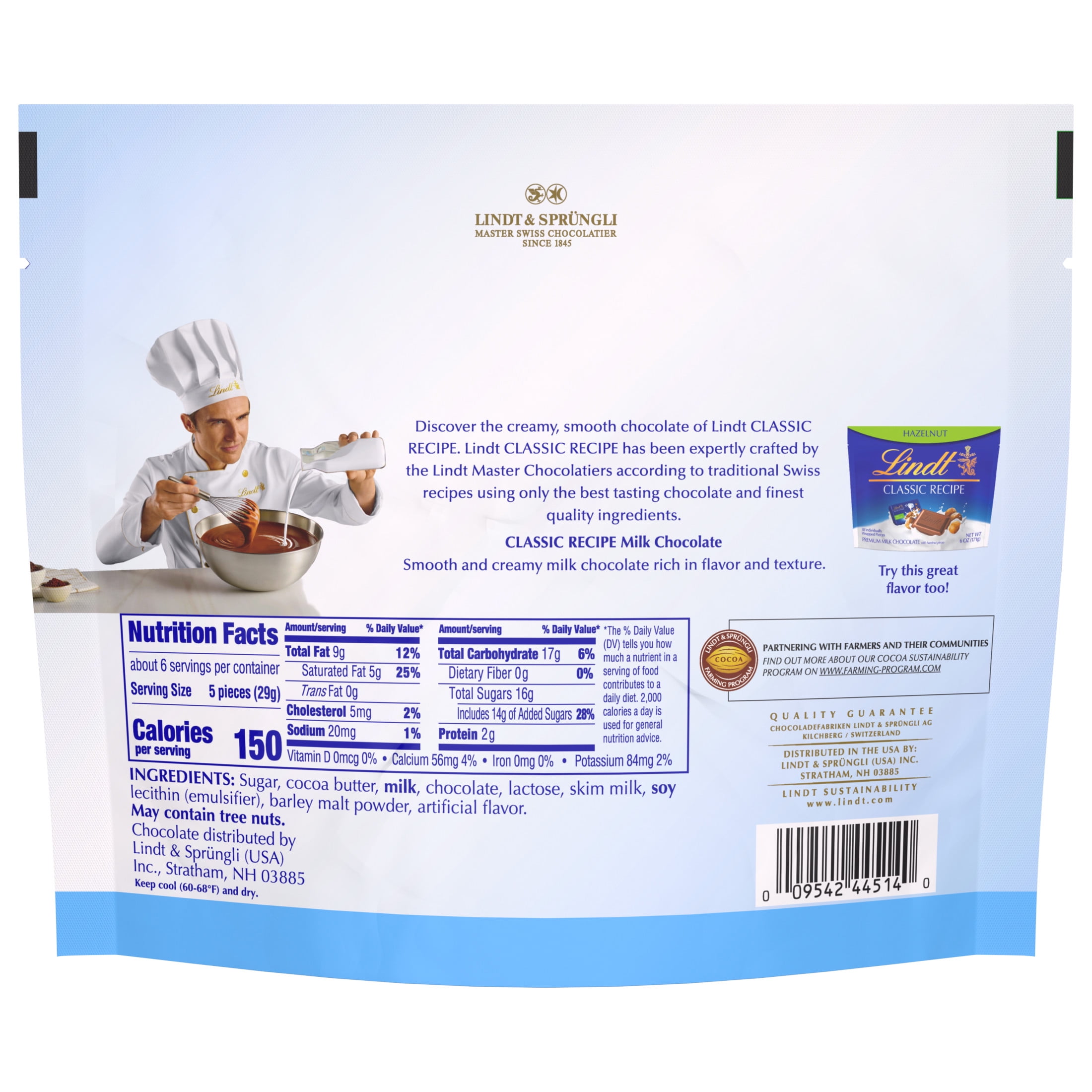 Lindt CLASSIC RECIPE Milk Chocolate Candy Individually Wrapped Pieces, 6.0 oz. Pouch
