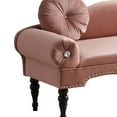 thumbnail image 5 of 54" Mid-Century Velvet Upholstered Loveseat Sofa Couch 2 Pillows Accent Bedside Entryway Bench Sofa Chaise Lounge Sofa Love seat for Bedroom, Living Room Office, Pink, 5 of 6
