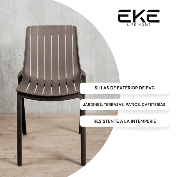 Set de 4 Sillas de Exterior de PVC Resistentes a la Intemperie para Jardín, Terraza y Cafetería – EKE Life