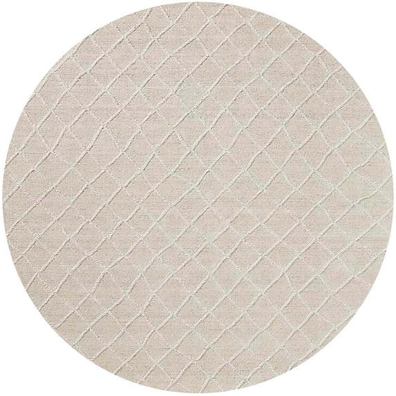 Ahgly Company Indoor Round Mid-Century Modern Desert Sand Beige Oriental Area Rugs, 6' Round