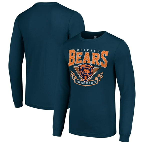 Men's Starter Navy Chicago Bears '80s Inspired Team Logo Long Sleeve T-Shirt
