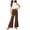 Brown, variant on BFHHYA Girl Cotton Linen 2-Piece Outfits Sleeveless Cropped Tank Top Flare Leg Pant Casual Summer Sets for Kids Size 4-14 Years