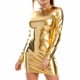 thumbnail image 5 of Vestido ajustado para mujer, ropa de discoteca, vestido ajustado metálico brillante, cuello redondo, manga larga, vestidos de tubo, vestido de barra Rave para baile en barra, 5 of 5