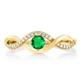 thumbnail image 2 of Gem Stone King 18K Yellow Gold Plated Silver Round Green Simulated Emerald Ring for Women (0.61 Cttw, Gemstone Birthstone, Available in Size 5, 6, 7, 8, 9), 2 of 3