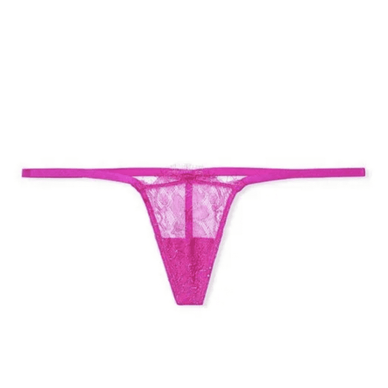 VS VERY SEXY Itty Bitty V-String Panty Itsy Pink Shimmer Shine XSmall 