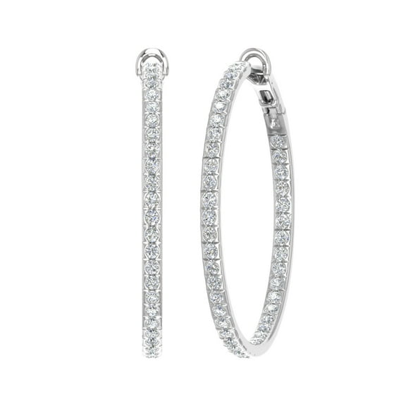 3 Carat (ctw) Inside Out Diamond Hoop Earrings in 14K White Gold (I1-I2 Clarity)