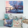 thumbnail image 2 of Bridge Of Meandering River With Winter Scenery I 32 in x 24 in Framed Painting Canvas Art Print, by Designart, 2 of 2