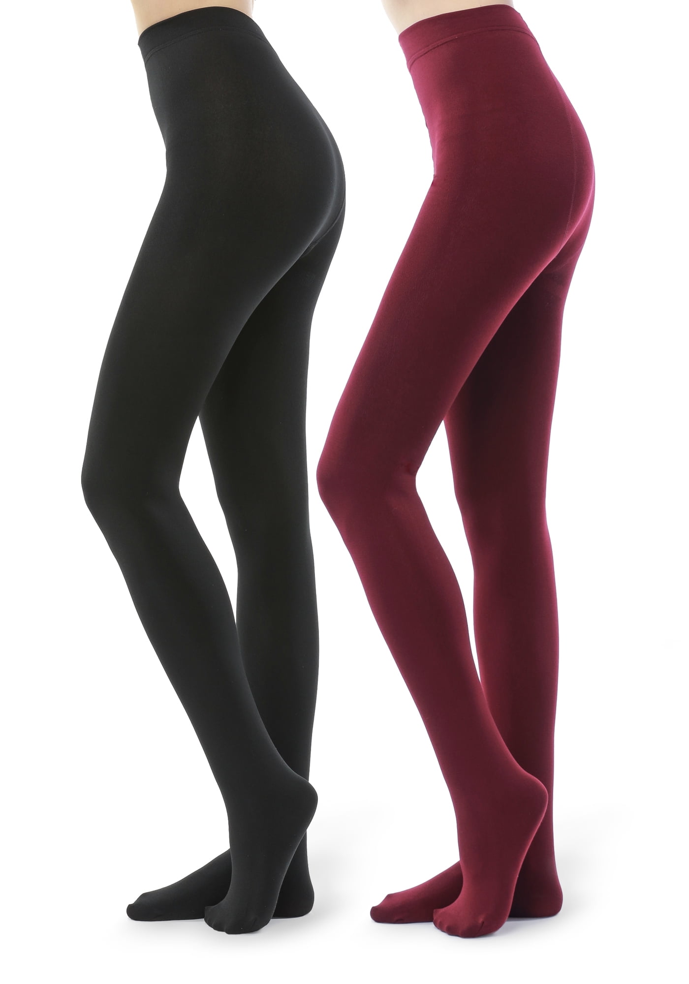 G&Y 2 Pairs Fleece Lined Tights for Women - 100D Opaque Warm