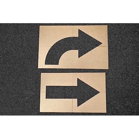 APS 42" Straight & Turn Stencil for Parking Lot | Parking Lot Stencils Mark Direction in Parking Lot | Cardboard Stencils for Parking Lot Painting | Made in USA w/Recycled Cardboard