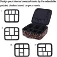 thumbnail image 3 of Bolsa de cosméticos de viaje con estampado de leopardo, de piel sintética, organizador con divisores ajustables para mujeres y niñas, 3 of 4