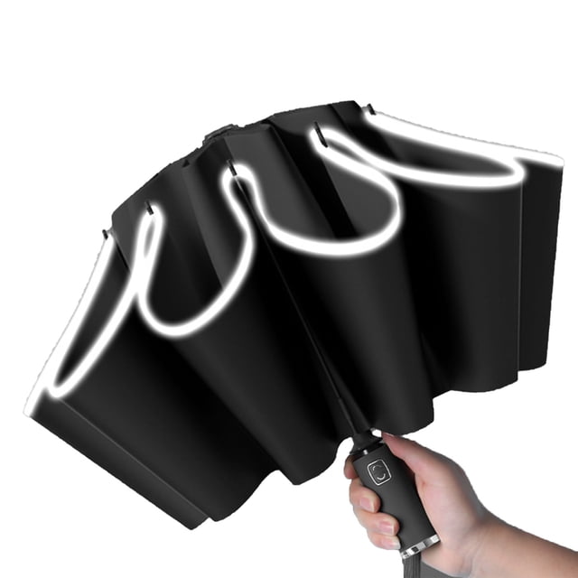 Automatic Automatic Reverse Umbrella Large One Key Control With Reflective Strip Folding Umbrella For Sunny Or Rainy Day