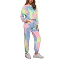 thumbnail image 4 of INSPIRAR CHIC Conjuntos de Sudadera Tie Dye para Mujeres, Sudadera con Capucha, Jogging de 2 Piezas, Conjunto de Ropa, L Amarillo Azul, 4 of 6