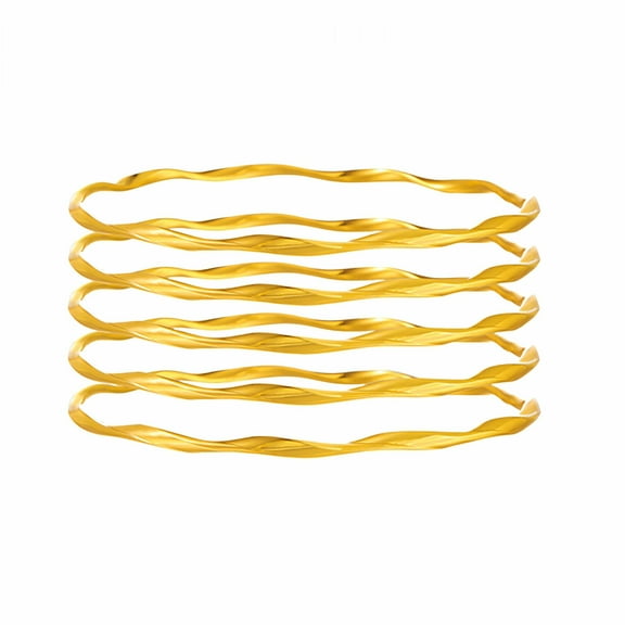 DESIGNICE 5Pcs Gold Bangles for Women Flexible Stacking Gold Bangle Bracelets Electroplating Girls Jewelry for Women Gold
