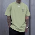 thumbnail image 6 of adaychics Christian Tshirts Men Crew Neck Cross Print Summer Short Sleeve Religious Cotton T Shirts for Party Daily, 6 of 7