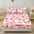 thumbnail image 2 of COEQINE Twin Size 3 Piece Sheet Set, Wrinkle Free Comfort Cooling Sheets All Around Elastic Fitted Holiday Bedding Set Home Decor for Women Men, Red Camo Cat Print, 2 of 5